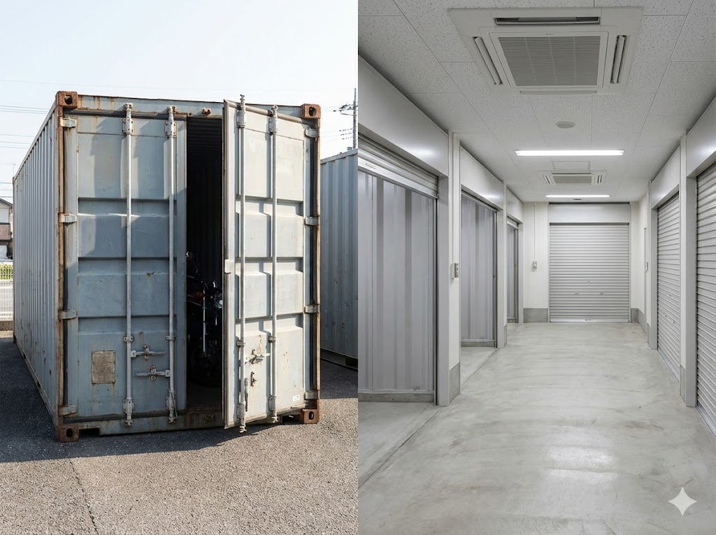 屋外型コンテナと室内ガレージの違い